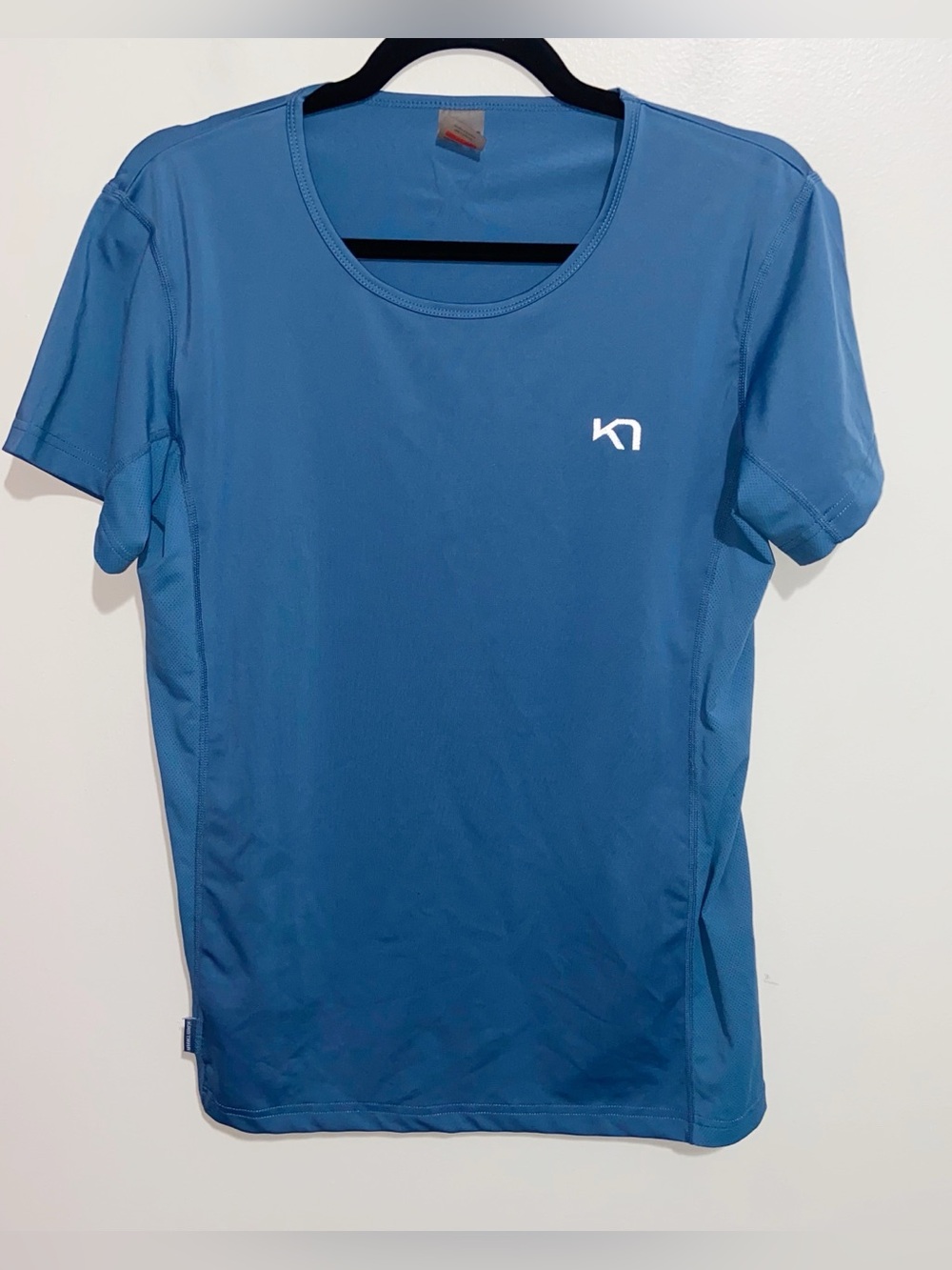 Kari Traa Top Womens Large Blue Stretch Short Sleeve Outdoor Activewear Shirt